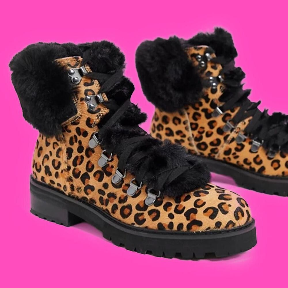 Size 7 ALDO Faux Fur Leopard Print Ankle Boots